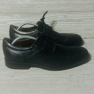 Johnston & Murphy Dress Shoes Black Sheepskin Leather Lace Up Bartlett Mens 11.5